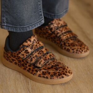 Camila Coelho Bastian Leopard Sneakers with Velcro Closure